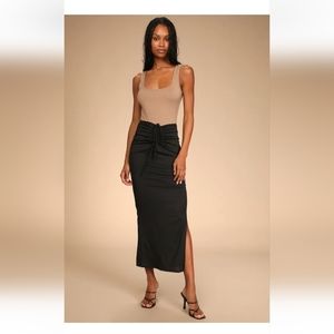 Drawstring maxi skirt
